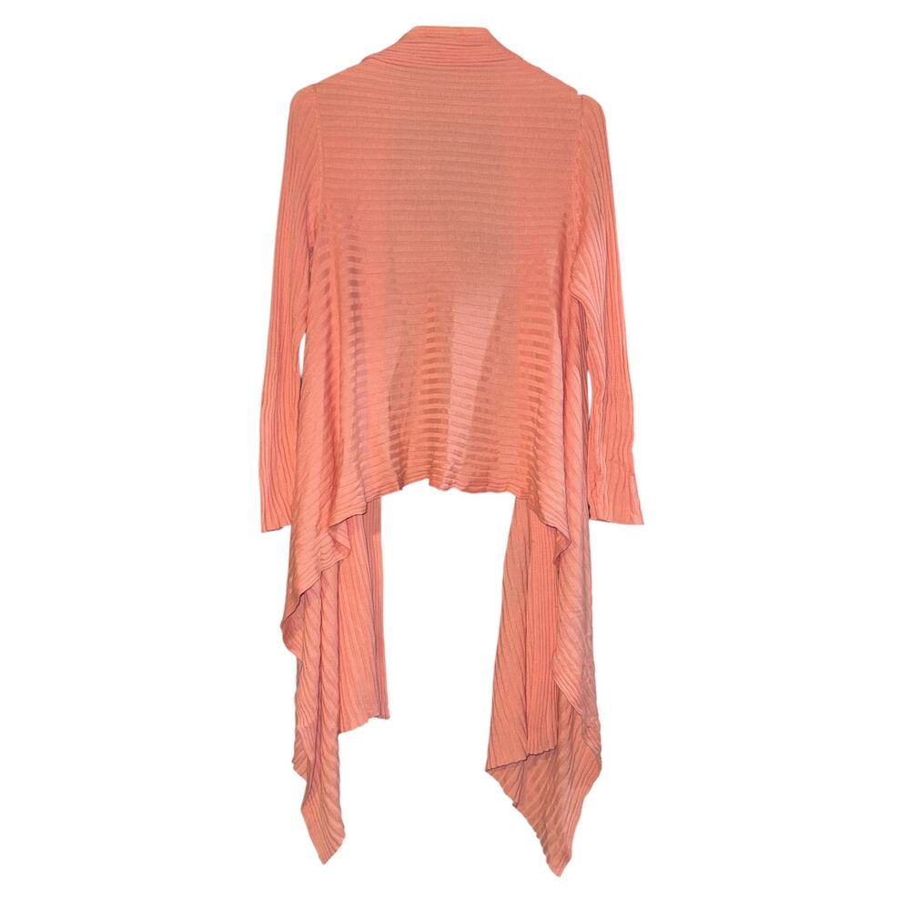 Travel Smith Waterfall Open Cardigan Women's Large Ribbed Peach Duster Lagenlook - Picture 4 of 6